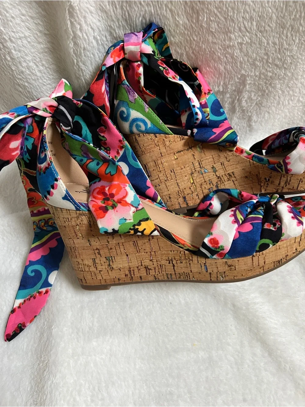 IMPO Multicolor Floral Tie-Ankle Heeled Sandals